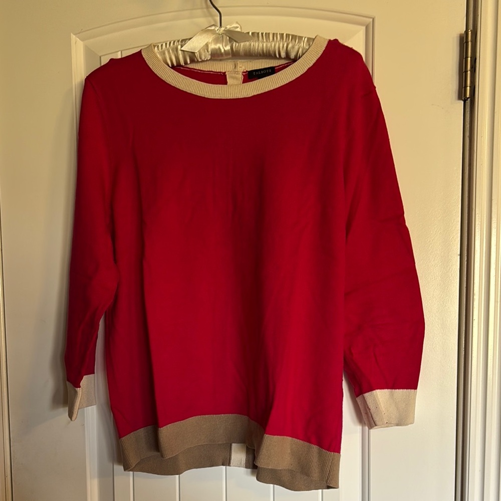 Talbots Red and Cream Sweater